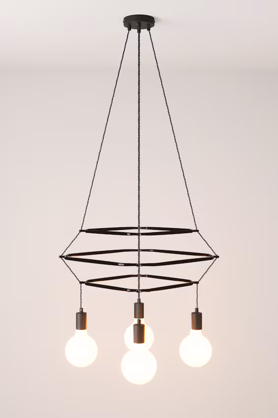 Люстра кейдж из 4 подвесных светильников с лампами