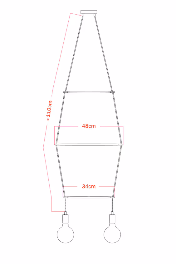 Люстра кейдж из 4 подвесных светильников с лампами
