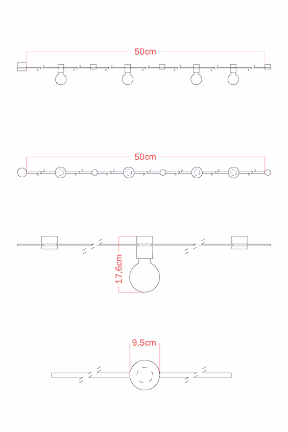Настенная или потолочная модульная настольная лампа с 3 лампами