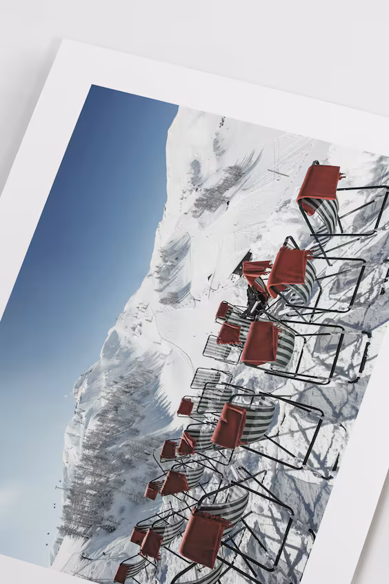 Постер snowy mountain view