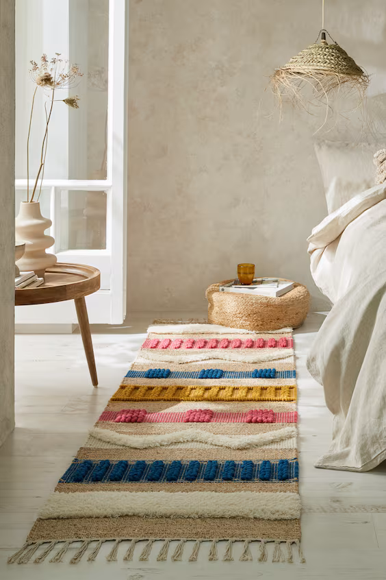 Коврик с полосатым узором из смеси джута медина