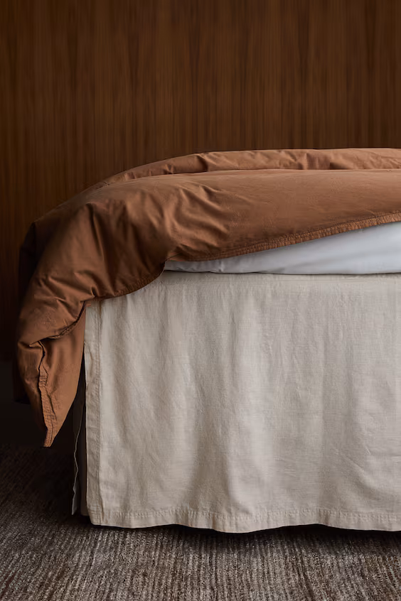 Чехол для каркасной кровати на двуспальную кровать из смесового льна