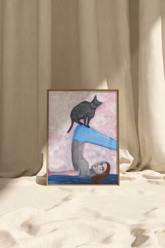 Плакат yoga with my cat от sharyn bursic