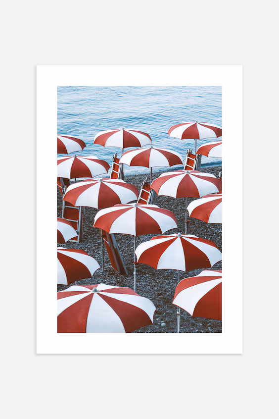 Постер striped beach umbrellas