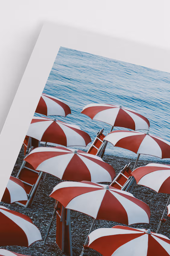 Постер striped beach umbrellas