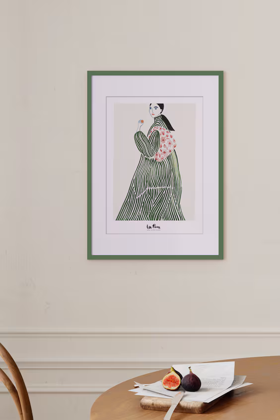 Плакат la poire - зеленое пальто (в раме)