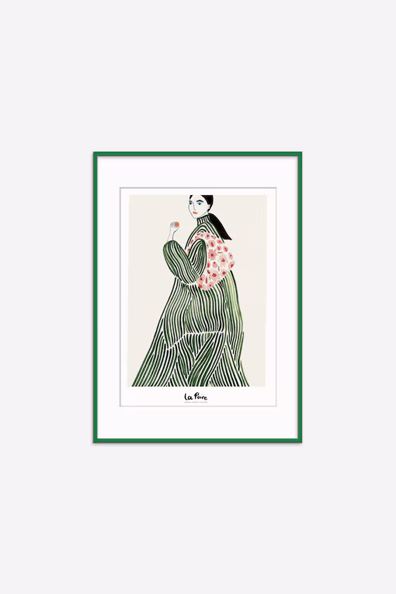 Плакат la poire - зеленое пальто (в раме)
