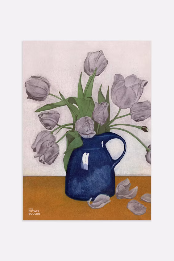 Плакат цветочный букет фиолетовый