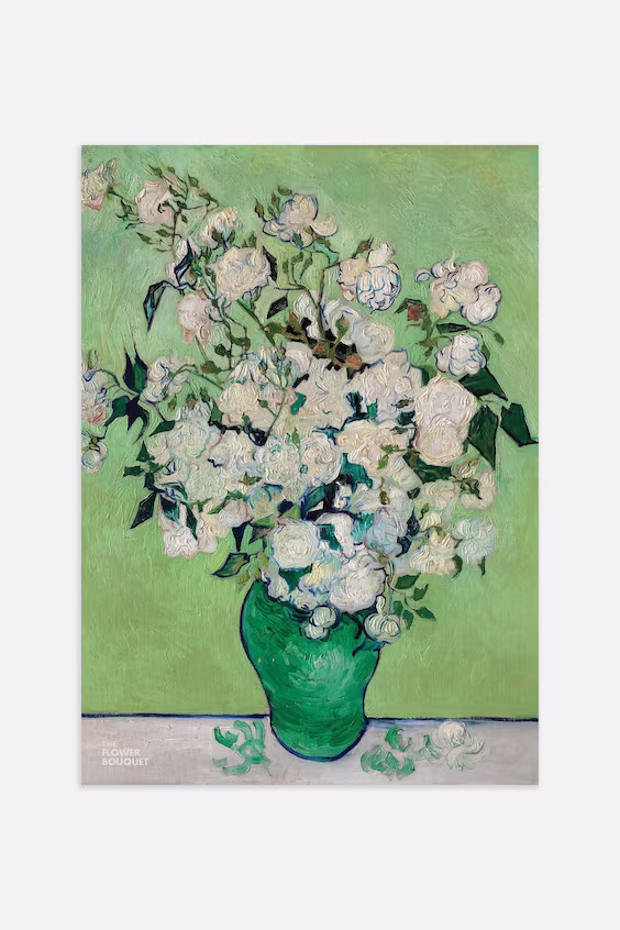 Плакат цветочный букет зеленый