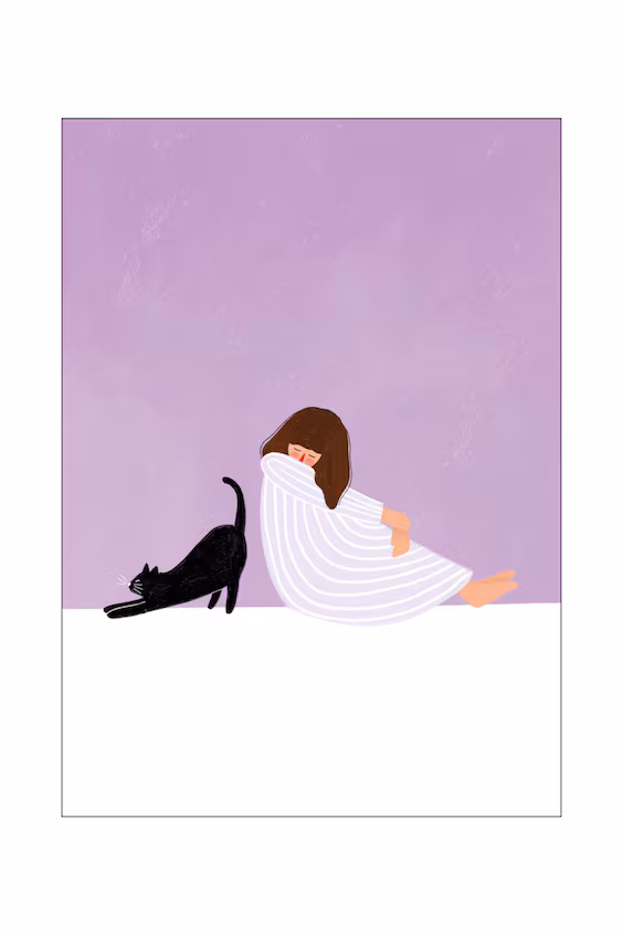 Картина girl and cat bea muller