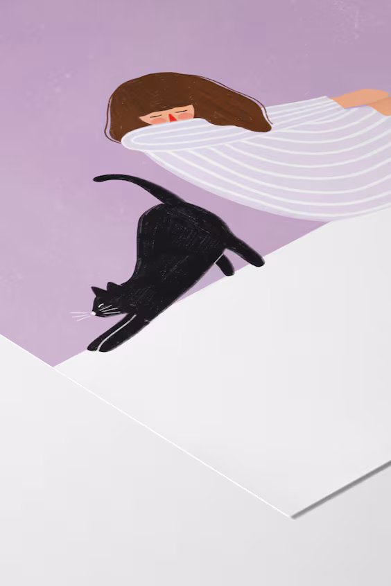 Картина girl and cat bea muller