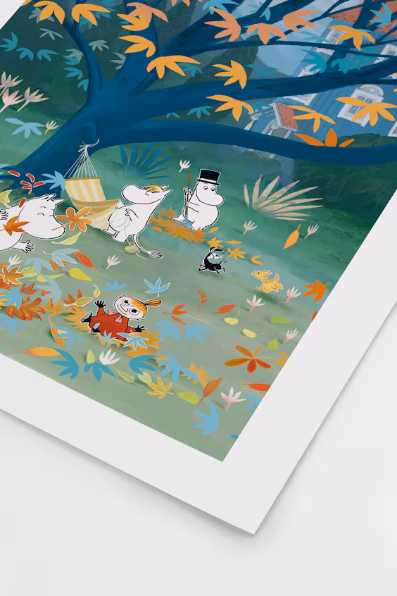 Постер moomin family autumn garden