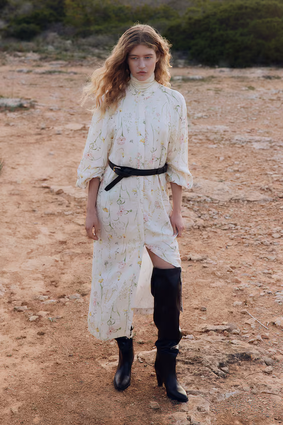 Платье из смесового льна с завязкой