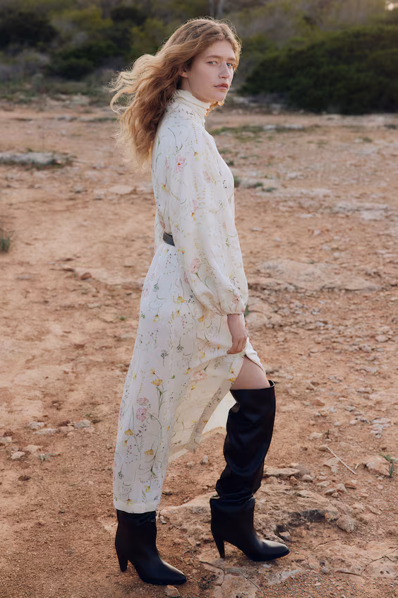 Платье из смесового льна с завязкой