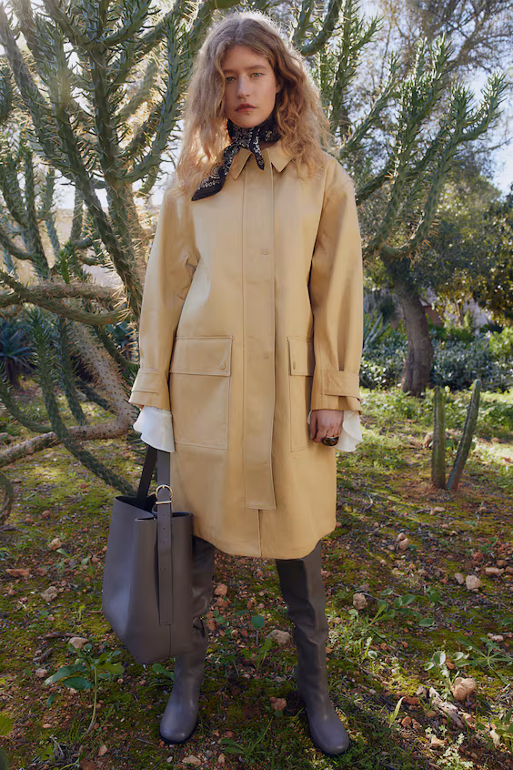 Длинное пальто из плотного хлопкового холста