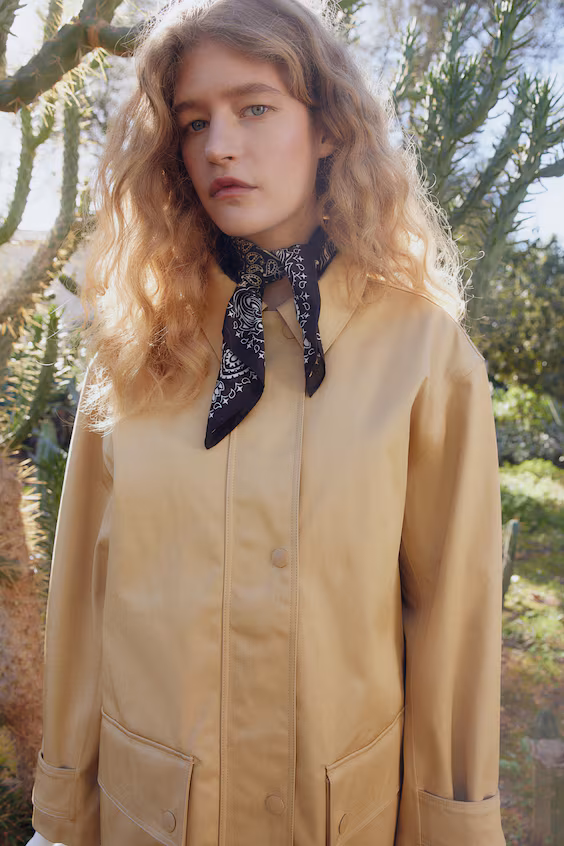 Длинное пальто из плотного хлопкового холста