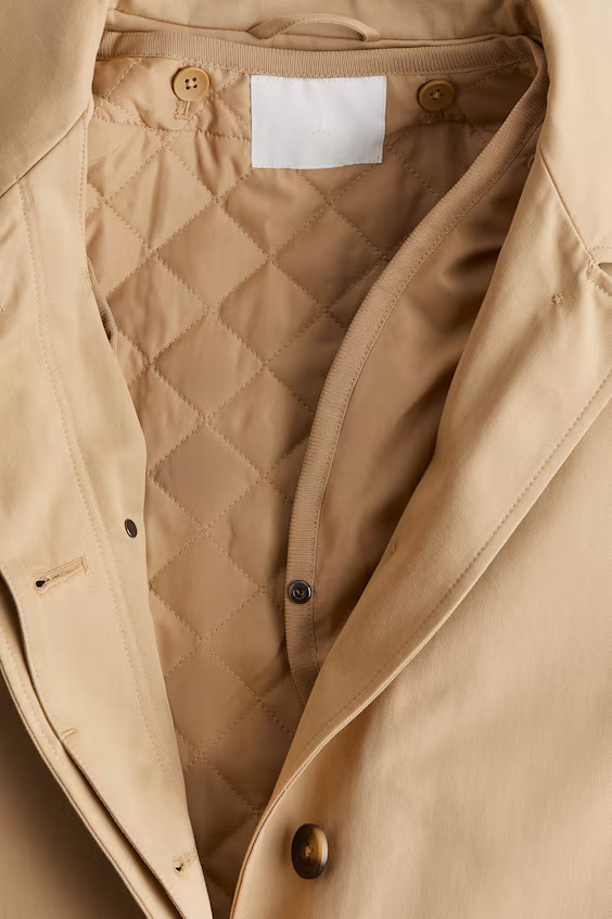 Короткое хаки-пальто из хлопкового саржевого полотна