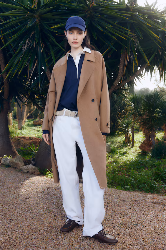 Пальто длинное, сшитое вручную из шерстяной смеси