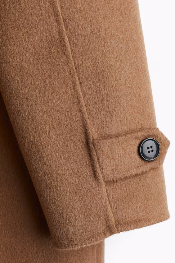 Пальто длинное, сшитое вручную из шерстяной смеси