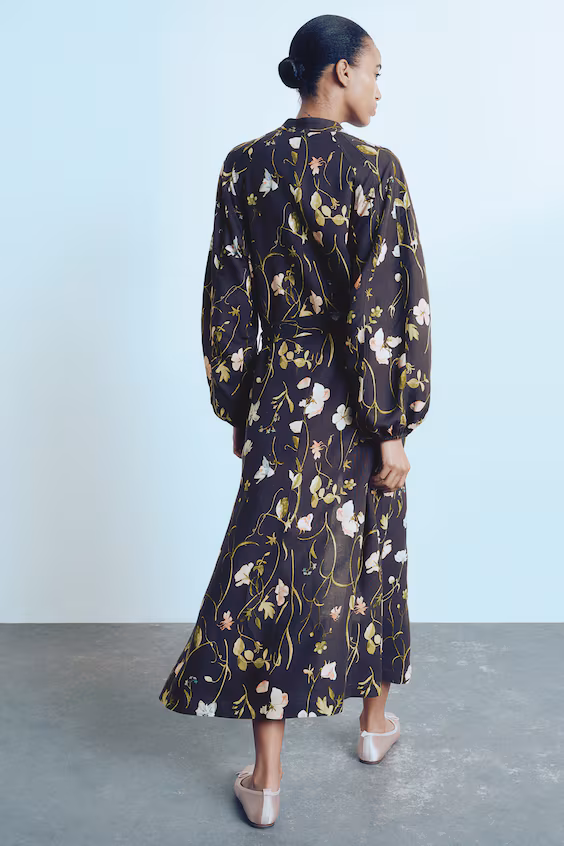 Платье из смесового льна с завязкой