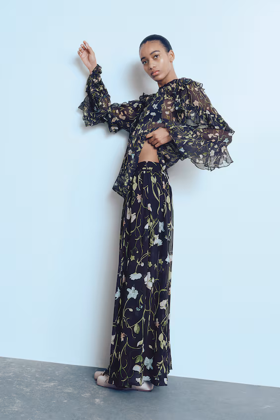 Длинная юбка из шифона