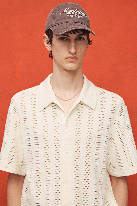 Рубашка из джаккардовой вязаной ткани стандартного кроя