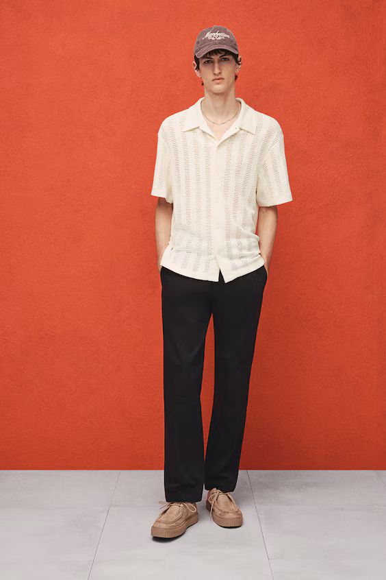 Рубашка из джаккардовой вязаной ткани стандартного кроя