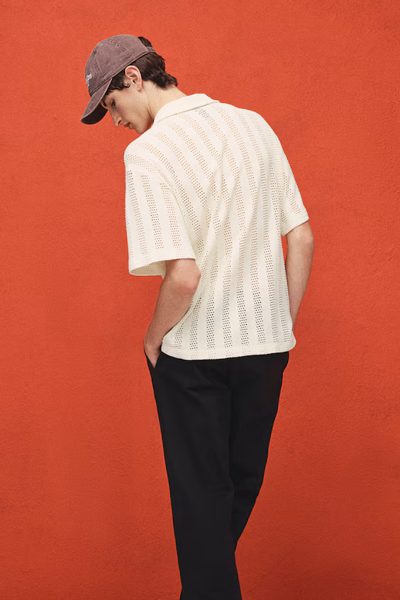 Рубашка из джаккардовой вязаной ткани стандартного кроя