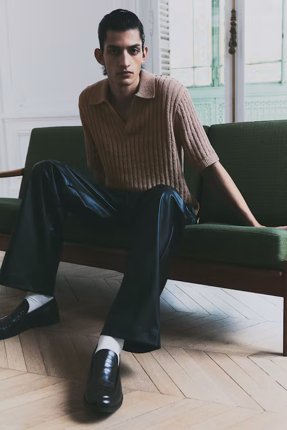 Поло в рубчик loose fit