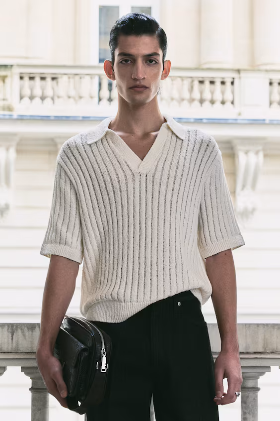 Поло в рубчик loose fit