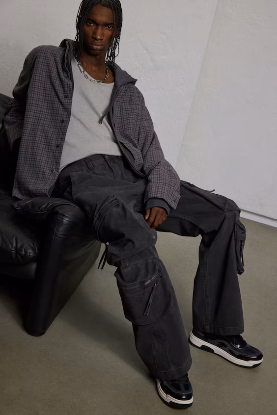 Брюки карго regular fit из хлопкового саржевого полотна