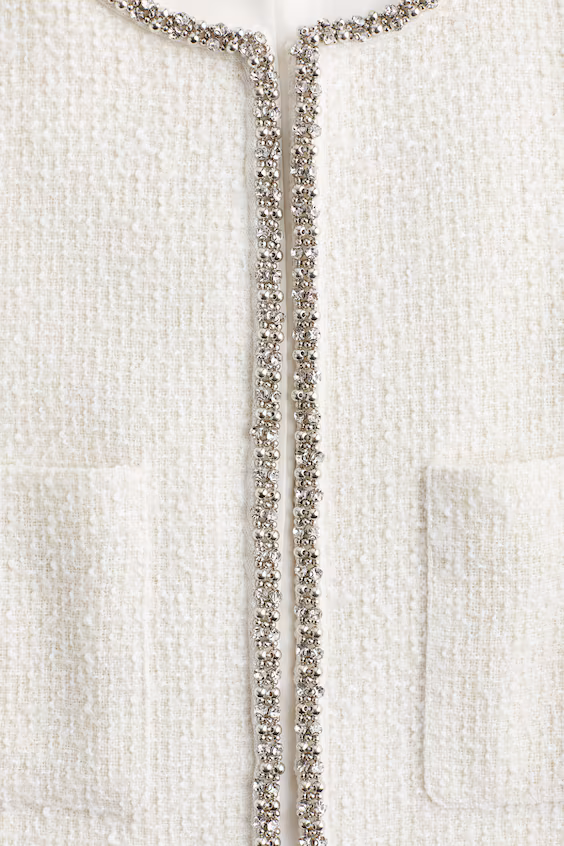 Пиджак из ткани букле с кристаллами