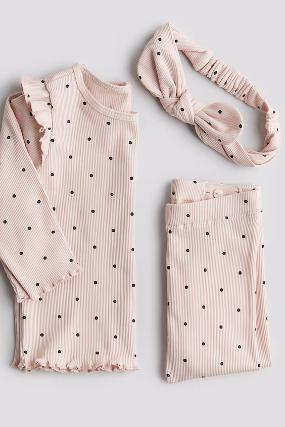 Набор из 3 предметов из ребристого хлопка