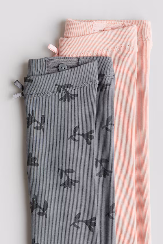 Набор из 2 леггинсов в рубчик из хлопка