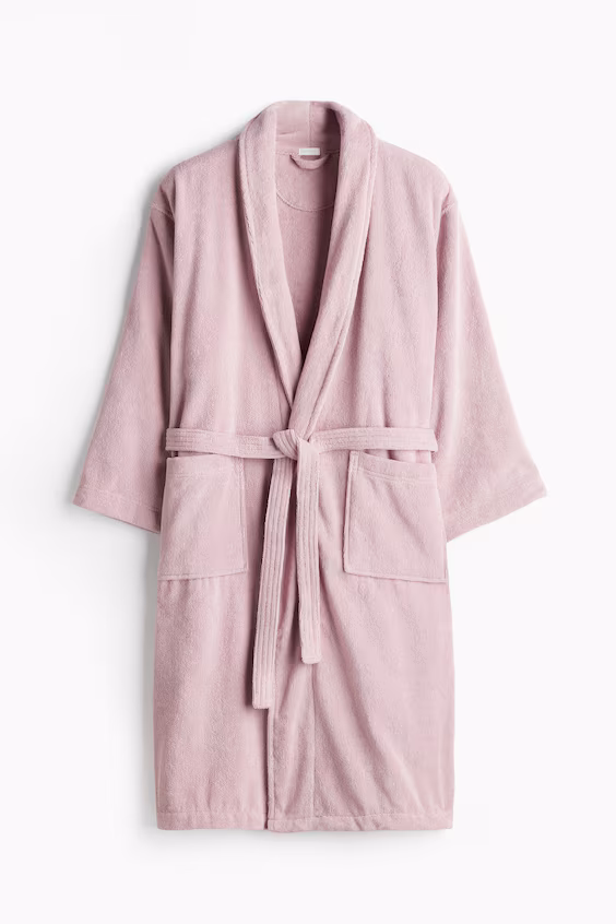 Розовый хлопковый халат