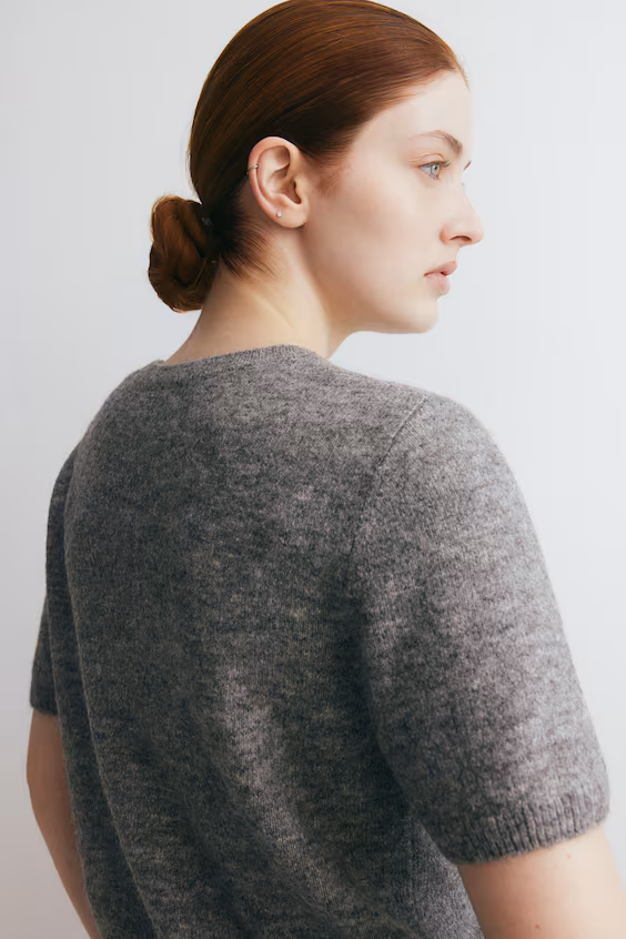 Mama свитер с короткими рукавами из тонкой вязаной ткани