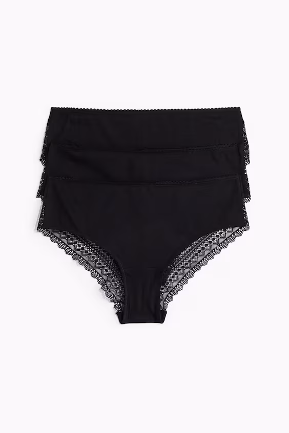 Пакет из 3 трусиков-хипстеров из хлопка и кружева