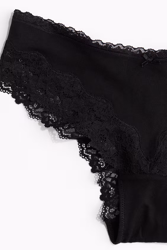 Набор из 3 хлопковых трусиков-бикини с кружевом