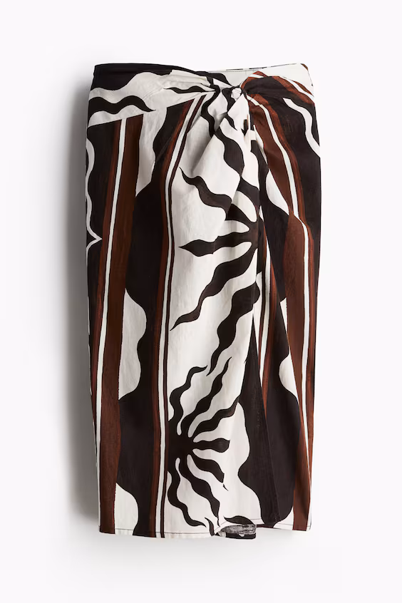 Юбка из смесового льна с скрученным деталем