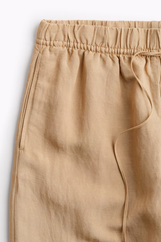 Брюки на завязке из смеси льна