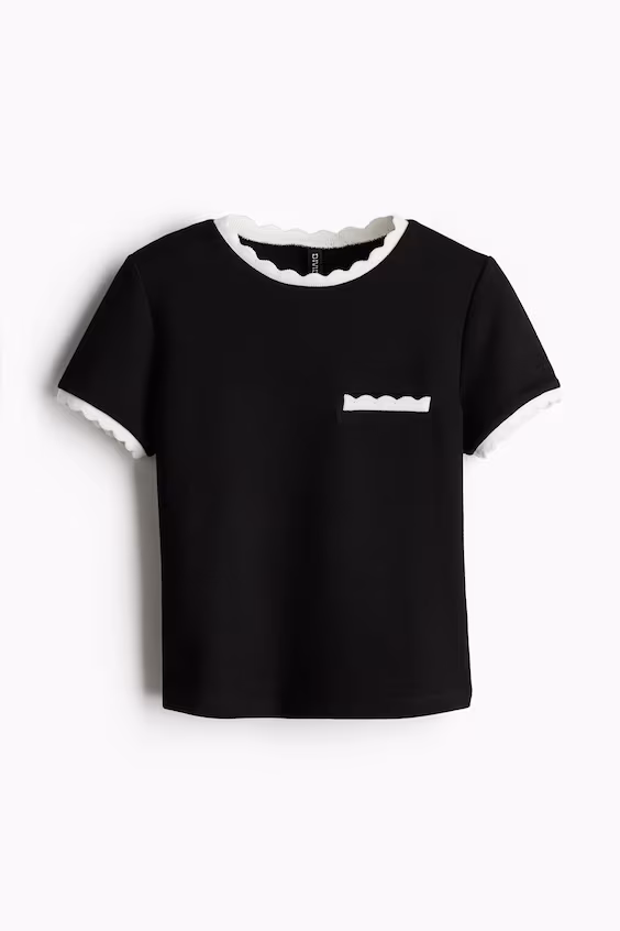 Кружевная рубчиковая топ с волнистыми краями