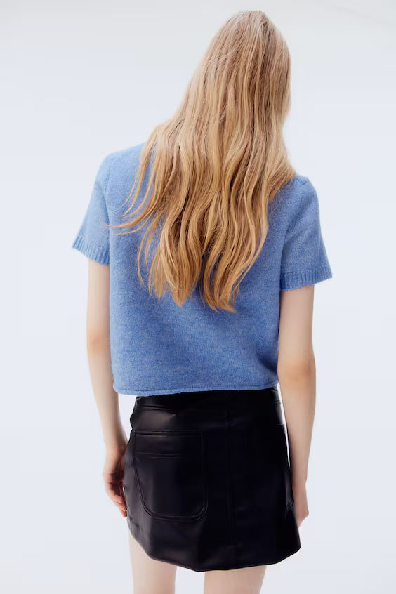 Кардиган с короткими рукавами из трикотажа