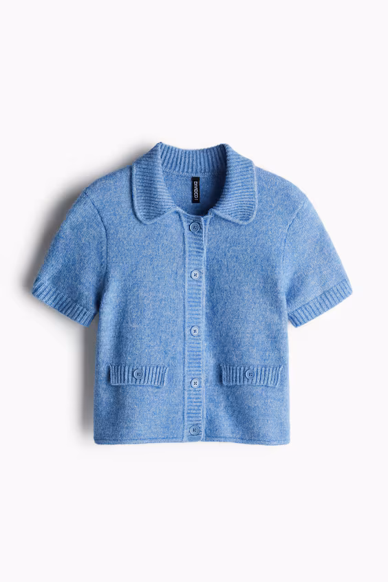 Кардиган с короткими рукавами из трикотажа